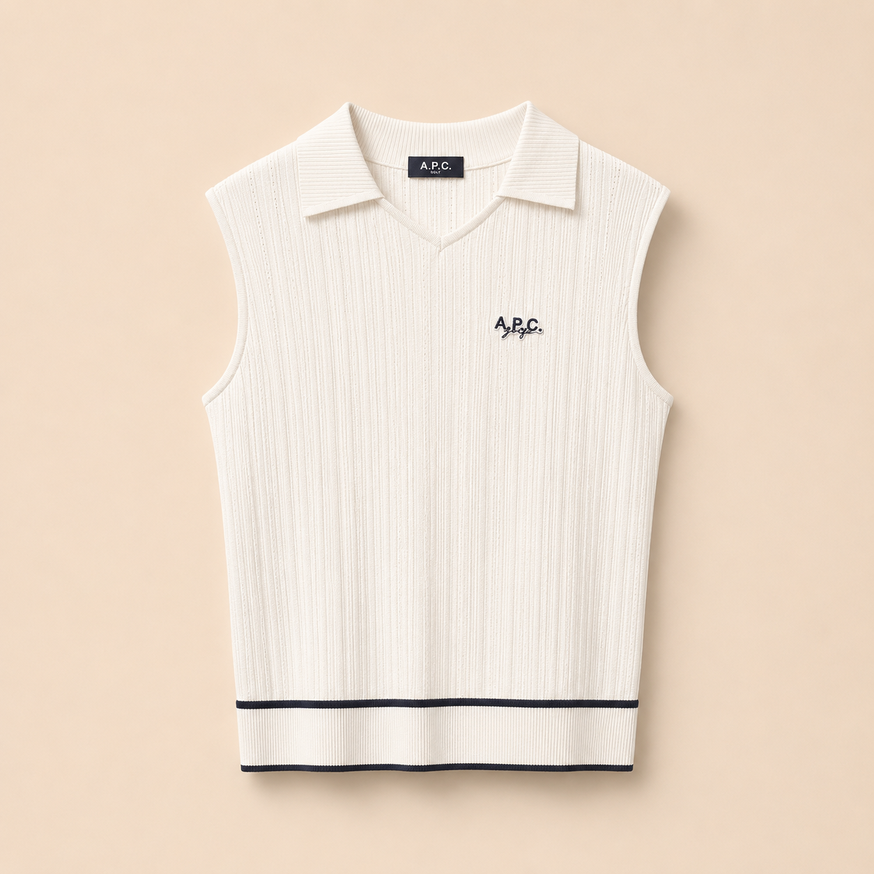 アーペーセーゴルフ　ニット A.P.C. GOLF リブニット ノースリーブポロ ベスト – ラウンドコード